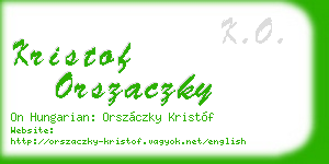 kristof orszaczky business card