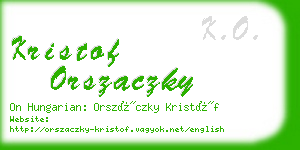 kristof orszaczky business card